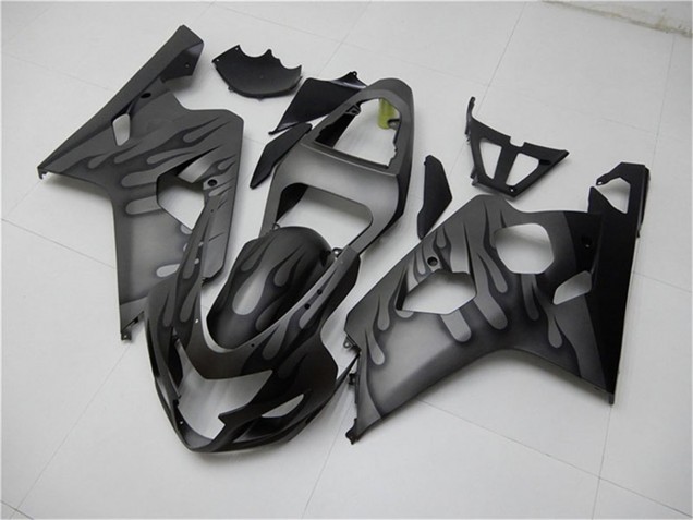 2004-2005 Suzuki GSXR 600/750 Motorcycle Fairings - Grey Black Flame Canada Websites