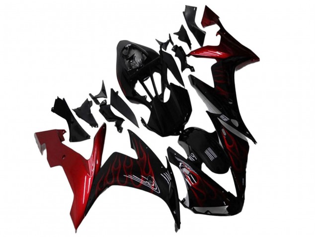 2004-2006 Yamaha YZF R1 Motorcycle Fairings - Glossy Black Red Flame Canada Websites