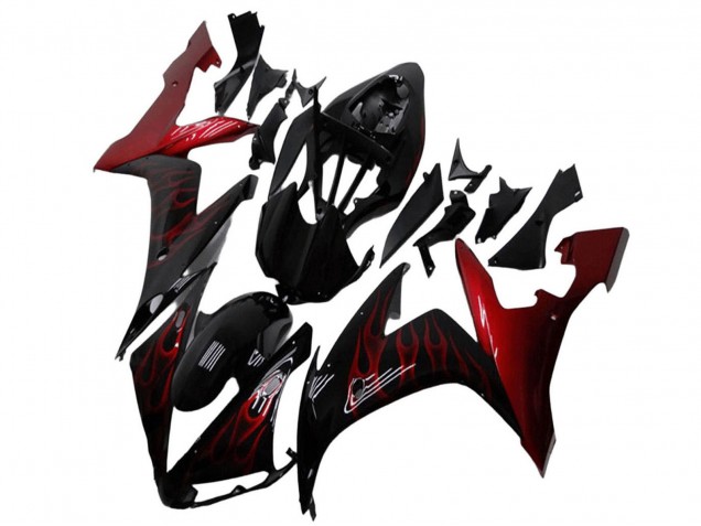 2004-2006 Yamaha YZF R1 Motorcycle Fairings - Glossy Black Red Flame Canada Websites