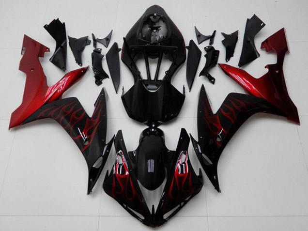 2004-2006 Yamaha YZF R1 Motorcycle Fairings - Glossy Black Red Flame Canada Websites