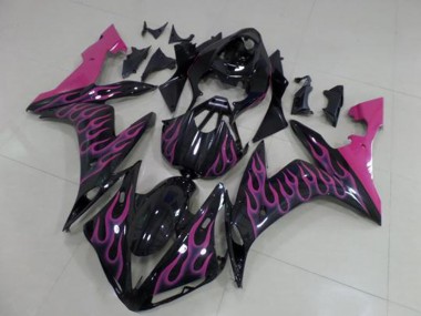 2004-2006 Yamaha YZF R1 Motorcycle Fairings - Glossy Black Pink Flame Canada Websites