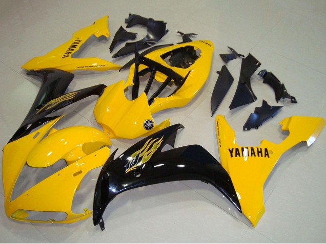 2004-2006 Yamaha YZF R1 Motorcycle Fairings - Yellow Glossy Black Canada Websites