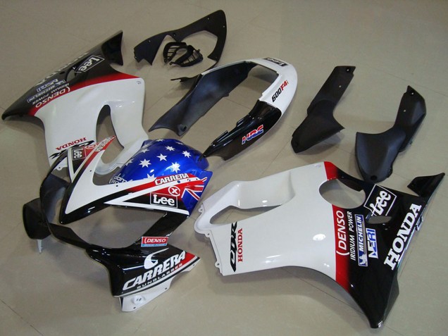 2004-2007 Honda CBR600 F4i Motorcycle Fairings - White Red Blue Glossy Black Star Lee Carrera Canada Websites