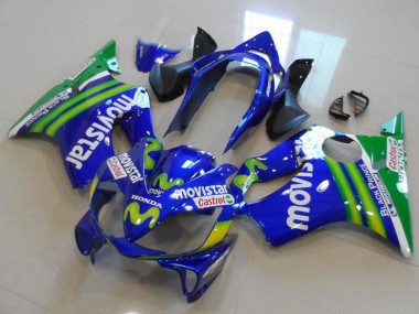 2004-2007 Honda CBR600 F4i Motorcycle Fairings - Blue Green MoviStar Castrol Canada Websites