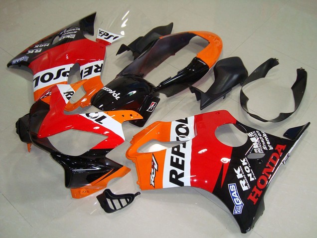2004-2007 Honda CBR600 F4i Motorcycle Fairing - Orange White Red Glossy Black Repsol Canada Websites