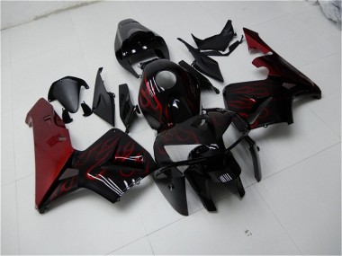 2005-2006 Honda CBR600RR Motorcycle Fairing Kits - Glossy Black Red Flame Canada Websites