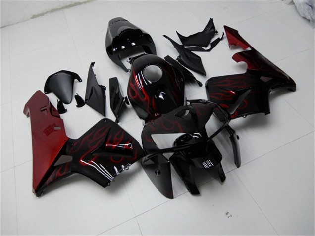2005-2006 Honda CBR600RR Motorcycle Fairing Kits - Glossy Black Red Flame Canada Websites