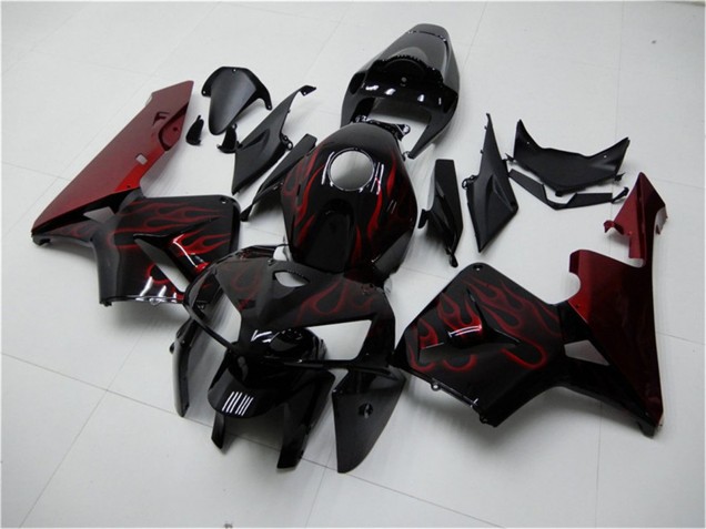 2005-2006 Honda CBR600RR Motorcycle Fairing Kits - Glossy Black Red Flame Canada Websites