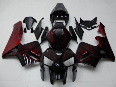 2005-2006 Honda CBR600RR Motorcycle Fairing Kits - Glossy Black Red Flame Canada Websites