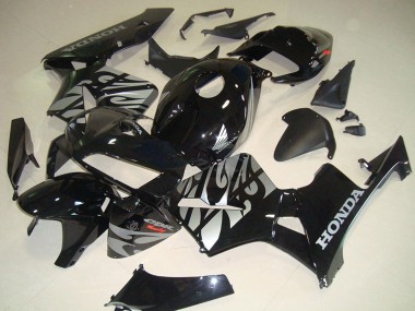 2005-2006 Honda CBR600RR Motorcycle Fairings - Glossy Black Silver with Flame Canada Websites
