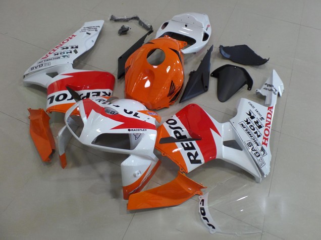 2005-2006 Honda CBR600RR Motorcycle Fairings Kit - Orange White Red Glossy Black Repsol Canada Websites