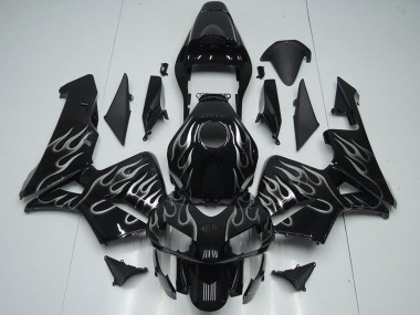 2005-2006 Honda CBR600RR Motorcycle Fairings - Glossy Black Silver Flame Canada Websites
