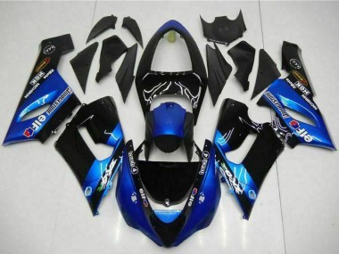 2005-2006 Kawasaki ZX6R Motorcycle Fairings - Blue Glossy Black Elf Canada Websites