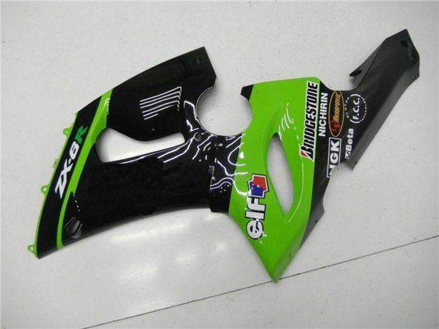 2005-2006 Kawasaki ZX6R Motorcycle Fairings - Green Glossy Black Elf Canada Websites
