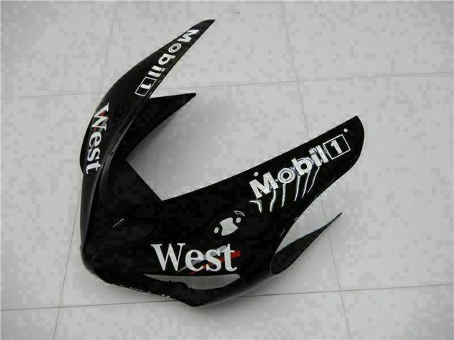 2005-2006 Kawasaki ZX6R Motorcycle Fairings - Glossy Black White West Canada Websites