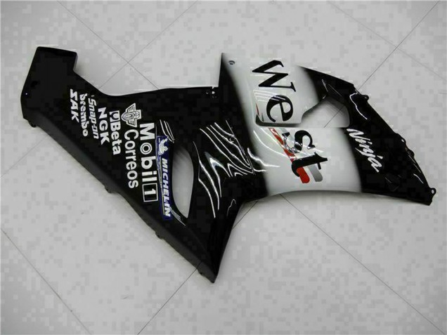 2005-2006 Kawasaki ZX6R Motorcycle Fairings - Glossy Black White West Canada Websites