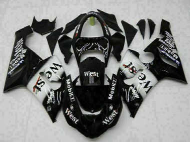 2005-2006 Kawasaki ZX6R Motorcycle Fairings - Glossy Black White West Canada Websites