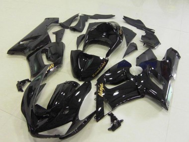 2005-2006 Kawasaki ZX6R Motorcycle Fairings - Glossy Black Gold Decals Canada Websites