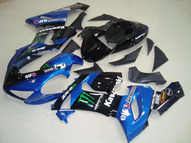 2005-2006 Kawasaki ZX6R Motorcycle Fairings - Blue Glossy Black Green Monster Canada Websites