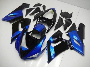 2005-2006 Kawasaki ZX6R Motorcycle Fairing Kits - Blue Glossy Black Canada Websites