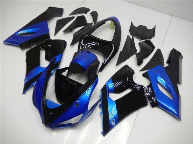 2005-2006 Kawasaki ZX6R Motorcycle Fairing Kits - Blue Glossy Black Canada Websites