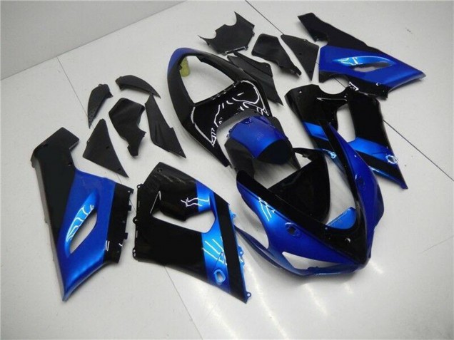 2005-2006 Kawasaki ZX6R Motorcycle Fairing Kits - Blue Glossy Black Canada Websites