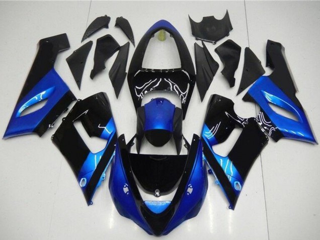 2005-2006 Kawasaki ZX6R Motorcycle Fairing Kits - Blue Glossy Black Canada Websites