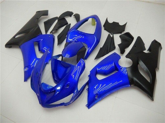 2005-2006 Kawasaki ZX6R Motorcycle Fairings - Blue Matte Black Canada Websites
