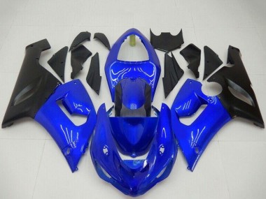 2005-2006 Kawasaki ZX6R Motorcycle Fairings - Blue Matte Black Canada Websites