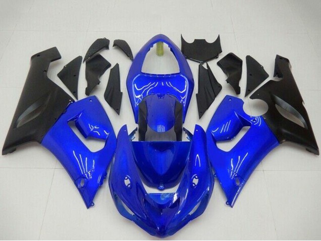 2005-2006 Kawasaki ZX6R Motorcycle Fairings - Blue Matte Black Canada Websites