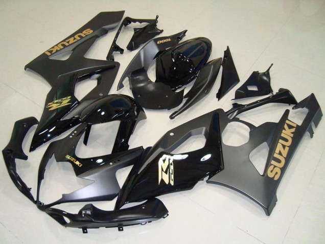2005-2006 Suzuki GSXR 1000 Motorcycle Fairings - Glossy Black Matte Black Gold Decal Canada Websites