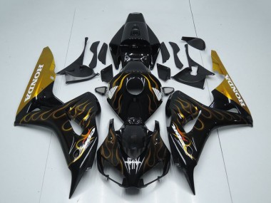 2006-2007 Honda CBR1000RR Motorcycle Fairing - Glossy Black Gold Flame Canada Websites
