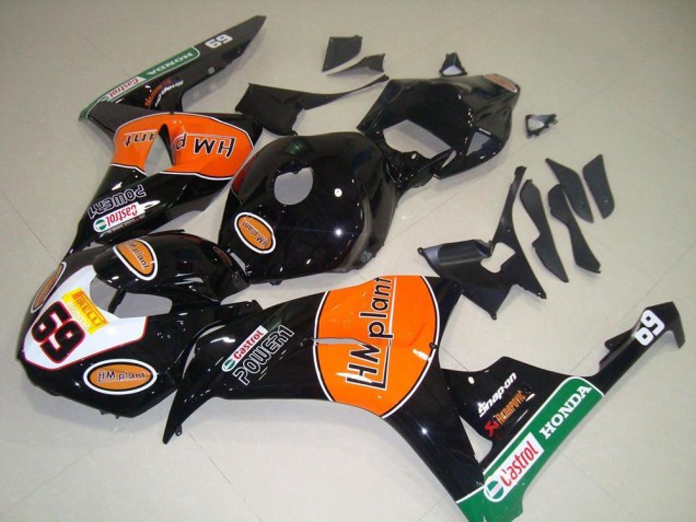 2006-2007 Honda CBR1000RR Motorcycle Fairings - Glossy Black Orange Green Hm Plant Racing 69 Canada Websites