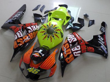 2006-2007 Honda CBR1000RR Motorcycle Fairing - Green Orange Glossy Black Rossi 46 Canada Websites