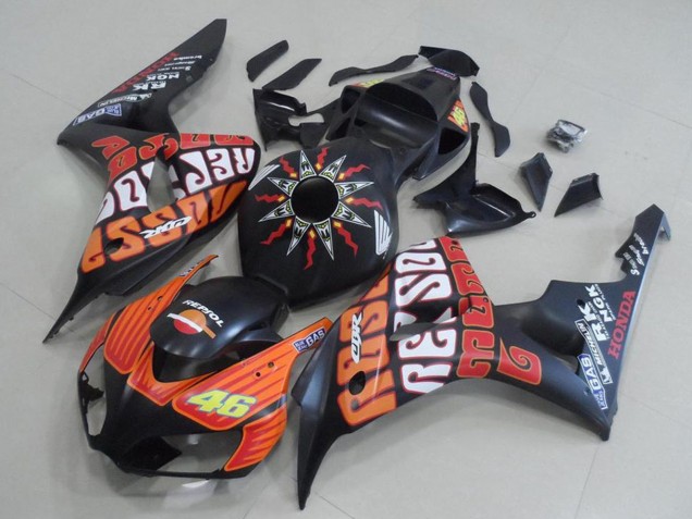 2006-2007 Honda CBR1000RR Motorcycle Fairings - Matte Black Orange Rossi 46 Canada Websites