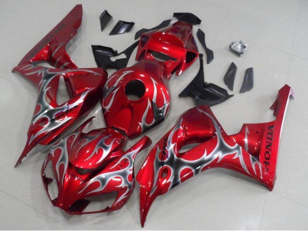2006-2007 Honda CBR1000RR Motorcycle Fairings - Red Black Silver Flame Canada Websites