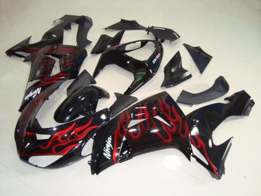 2006-2007 Kawasaki ZX10R Motorcycle Fairings - Glossy Black Red Flame Canada Websites