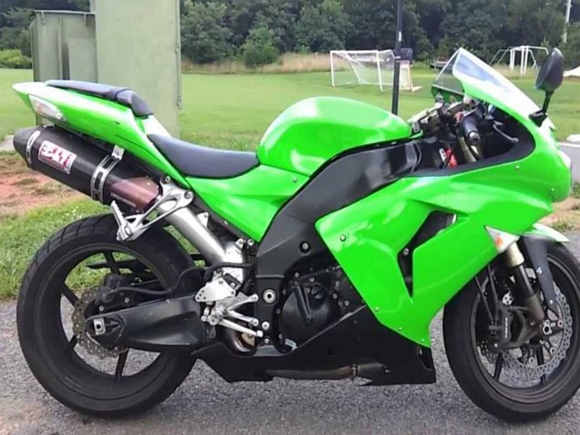 2006-2007 Kawasaki ZX10R Motorcycle Fairing Kits - Green Matte Black Canada Websites