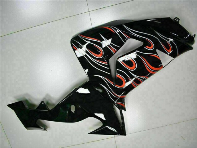 2006-2007 Kawasaki ZX10R Motorcycle Fairing Kits - Glossy Black Red Flame Canada Websites