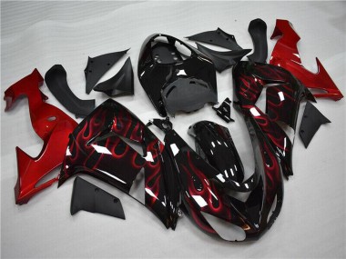 2006-2007 Kawasaki ZX10R Motorcycle Fairing - Glossy Black Red Flame Canada Websites