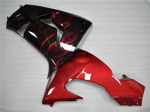 2006-2007 Kawasaki ZX10R Motorcycle Fairing - Glossy Black Red Flame Canada Websites