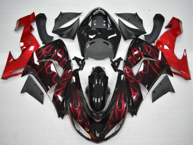 2006-2007 Kawasaki ZX10R Motorcycle Fairing - Glossy Black Red Flame Canada Websites