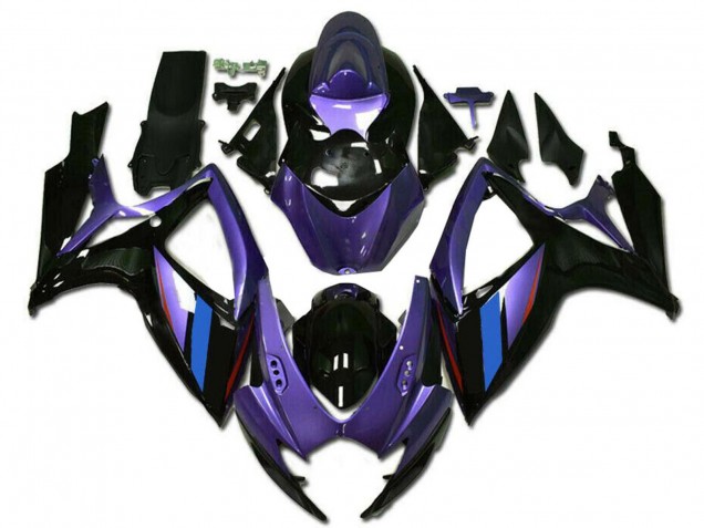 2006-2007 Suzuki GSXR 600/750 Motorcycle Fairings - Purple Blue Glossy Black Stripe Canada Websites