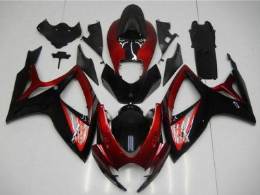 2006-2007 Suzuki GSXR 600/750 Motorcycle Fairing - Red Glossy Black Canada Websites