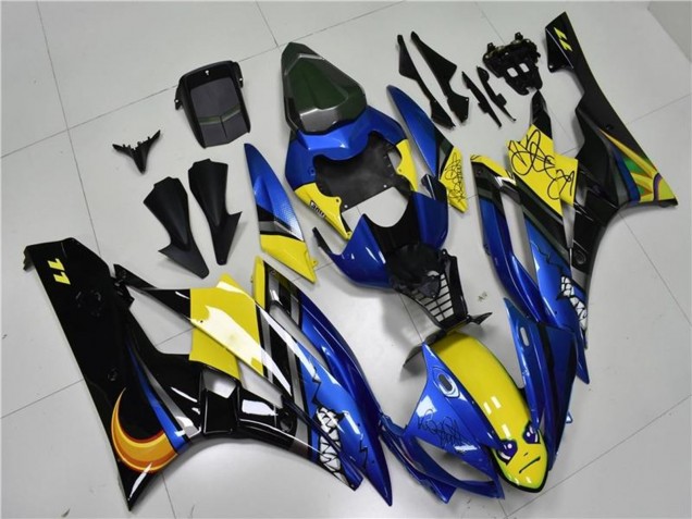 2006-2007 Yamaha YZF R6 Motorcycle Fairings - Blue Yellow Glossy Black Shark Canada Websites