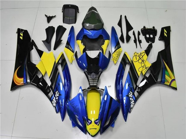 2006-2007 Yamaha YZF R6 Motorcycle Fairings - Blue Yellow Glossy Black Shark Canada Websites