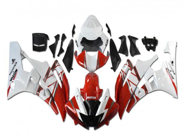 2006-2007 Yamaha YZF R6 Motorcycle Fairings - White Red Black Motul Michelin Canada Websites