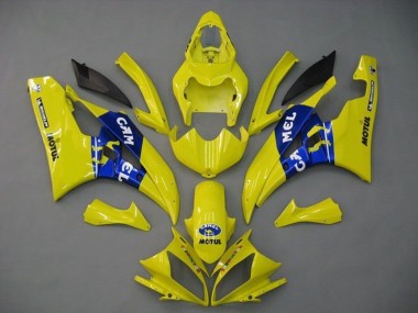 2006-2007 Yamaha YZF R6 Motorcycle Fairings - Yellow Blue Motul Michelin Camel Canada Websites