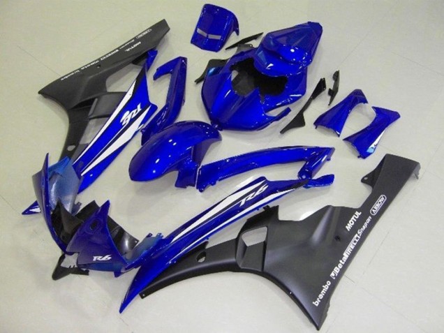 2006-2007 Yamaha YZF R6 Motorcycle Fairings - Blue White Matte Black Motul Canada Websites