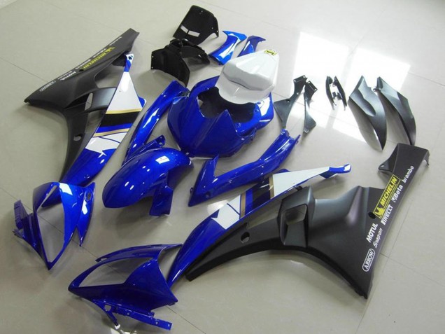 2006-2007 Yamaha YZF R6 Motorcycle Fairings - White Blue Matte Black Motul Michelin Canada Websites